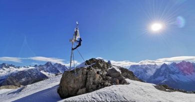 Meteorogical station being checked on. Credit : Mathieu Tisne